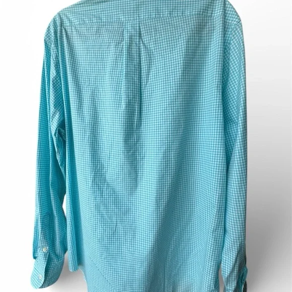 Ralph Lauren Polo Men's Aqua Checkered Button Down Long Sleeve Shirt L EUC - Picture 2 of 9
